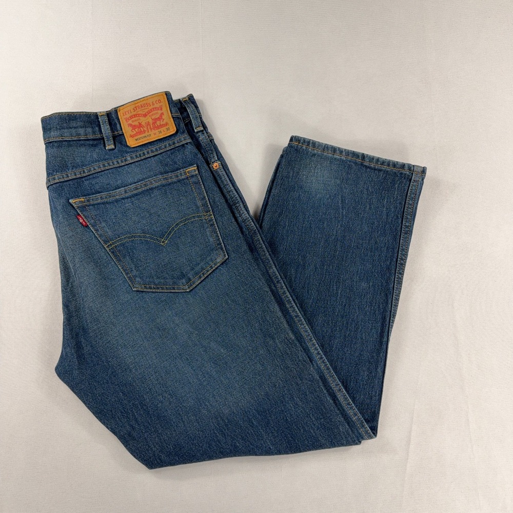 Levi's Western Fit Jeans Durable Stretch Blue Denim‎ Mens 36x30